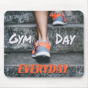 Gym Day Everyday Workout Motivation Stairs Orange Mouse Pad