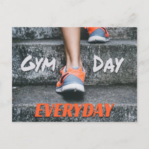 Gym Day Everyday Workout Motivation Stairs Orange Postcard