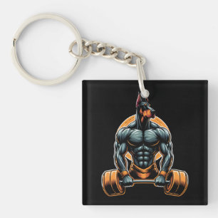 GYM doberman dog bodybuilder powerlifter Key Ring