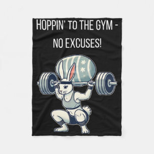 Gym Easter Bunny Fitness Easter Rabbit Fleece Blanket