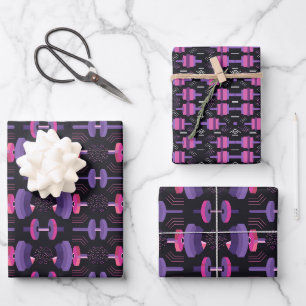 Gym Equipment Geometric shapes pattern Wrapping Paper Sheet