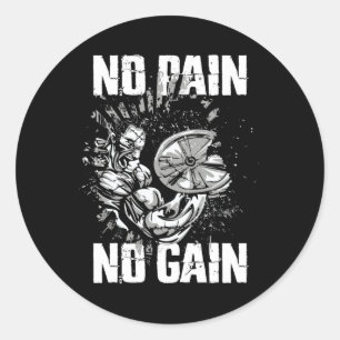 Gym Fitness And Bodybuilding Shirts For Men No Pai Classic Round Sticker