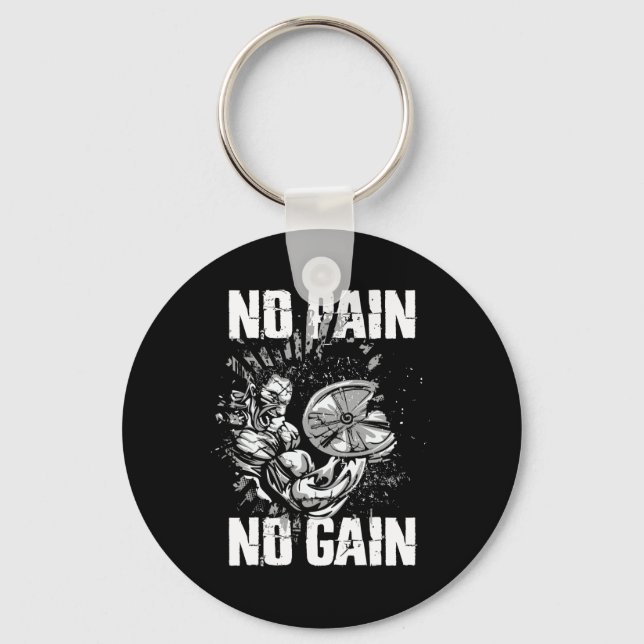 Gym Fitness And Bodybuilding Shirts For Men No Pai Key Ring (Front)