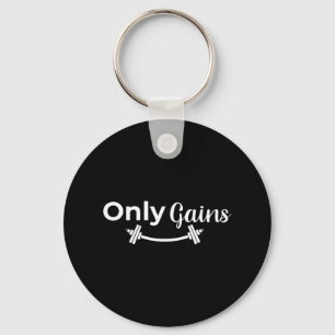 Gym Gains Only Lifting Bodybuilding Workout Funny Key Ring