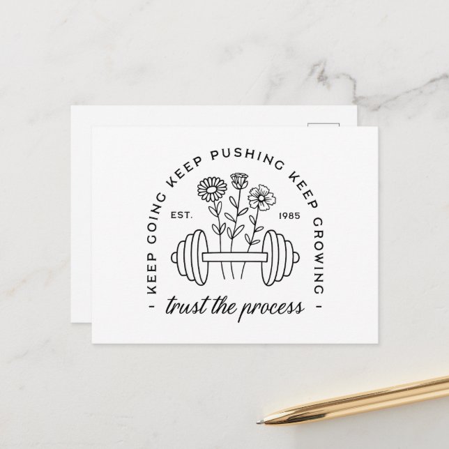 Gym girl aesthetic motivational quotes postcard (Front/Back In Situ)