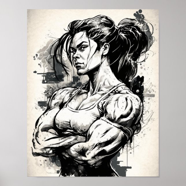 Gym Girl Motivational Muscle, Beautiful Woman  Poster (Front)