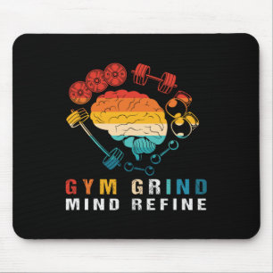 Gym Grind Mind Refined Bodybuilding Retro Gym Rat  Mouse Pad