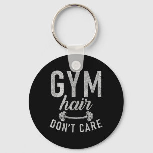 Gym Hair Dont Care Funny Workout Bodybuilding  Key Ring