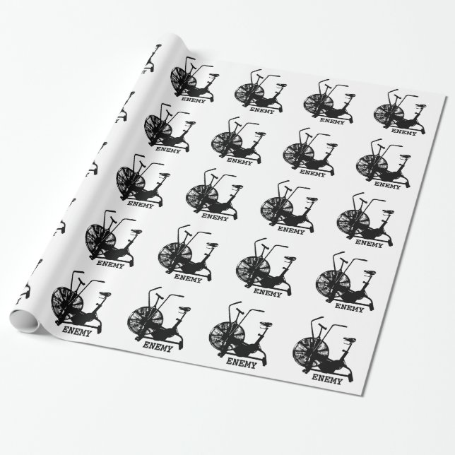 Gym Humour Black White Funny Workout Wrapping Paper (Unrolled)