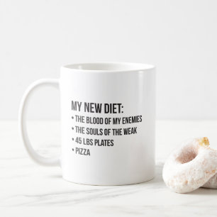 Gym Humour - Diet - Blood, Souls, Pizza - Funny Coffee Mug