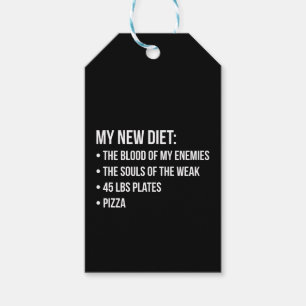 Gym Humour - Diet - Blood, Souls, Pizza - Funny Gift Tags