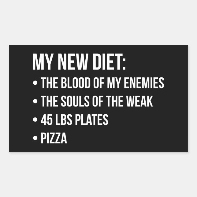 Gym Humour - Diet - Blood, Souls, Pizza - Funny Rectangular Sticker (Front)