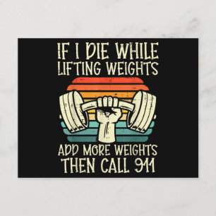 Gym If I Die Lifting Weighs Funny Workout Fitness  Enclosure Card