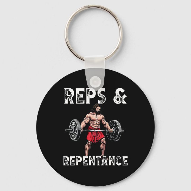 Gym Instructor Christian Beliefs Bodybuilding Jesu Key Ring (Front)