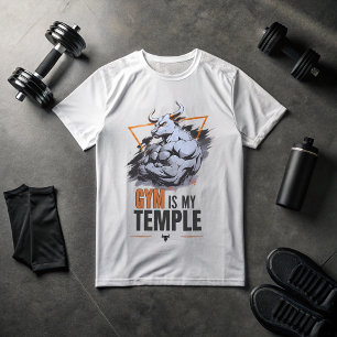 Gym Is My Temple Bull Graphic T-Shirt   Motivation