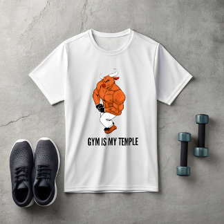 Gym Is My Temple Bull T-Shirt | Bodybuilding
