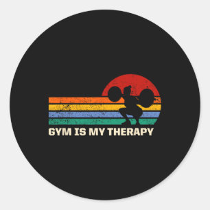 Gym Is My Therapy Workout Sayings Fitness Quotes H Classic Round Sticker
