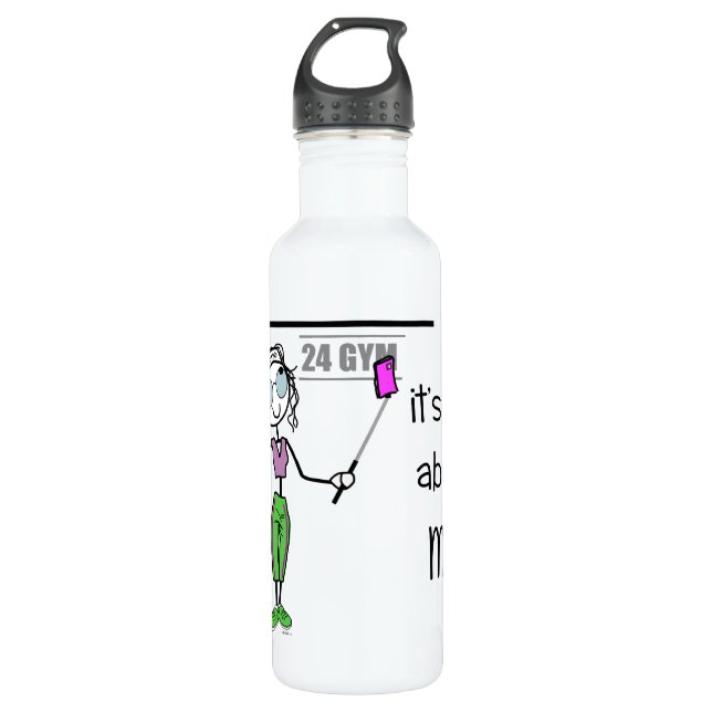 Gym Junkie Selfie All About Me Water Bottle (Front)