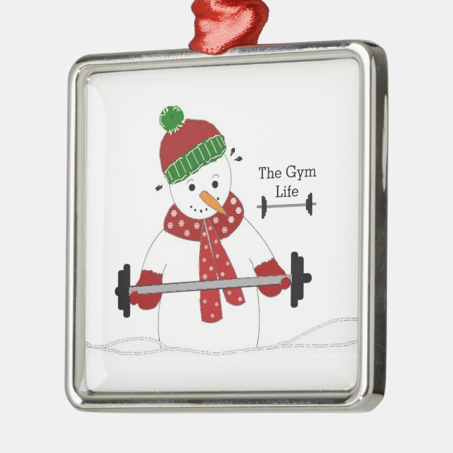 Gym Life Snowman Ceramic Ornament (Left)
