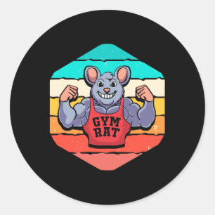 Gym Lover Bodybuilding Retro Geometric Gym Rat  Classic Round Sticker