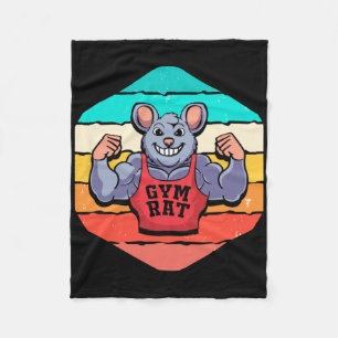 Gym Lover Bodybuilding Retro Geometric Gym Rat Fleece Blanket