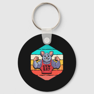 Gym Lover Bodybuilding Retro Geometric Gym Rat  Key Ring