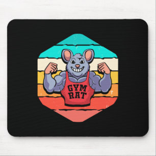 Gym Lover Bodybuilding Retro Geometric Gym Rat  Mouse Pad