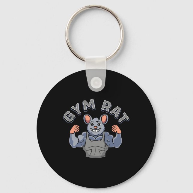 Gym Lover Bodybuilding Workout Funny Gym Rat  Key Ring (Front)