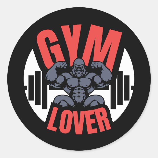 Gym Lover Gorilla Classic Round Sticker (Front)