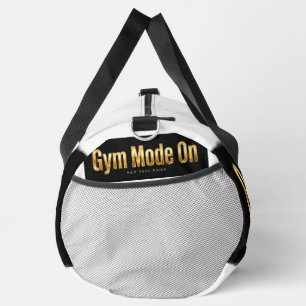 Gym Mode On Custom Black Gym Bag Gold Duffel Bag
