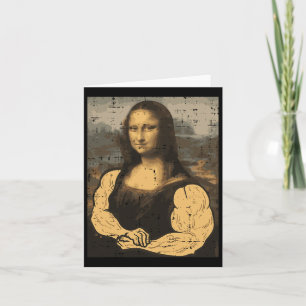 Gym Mona Lisa Muscle Fun Workout Fitness Bodybuild Card
