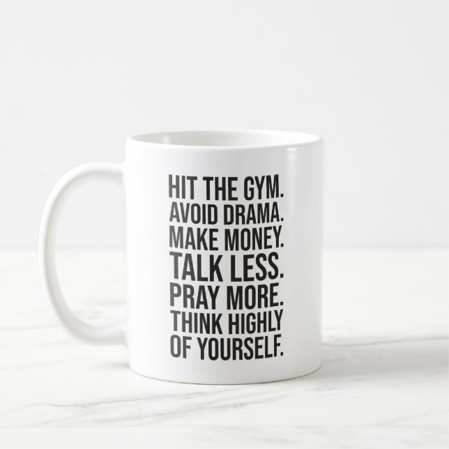 Gym, Money, Pray - Success Motivation Coffee Mug (Left)