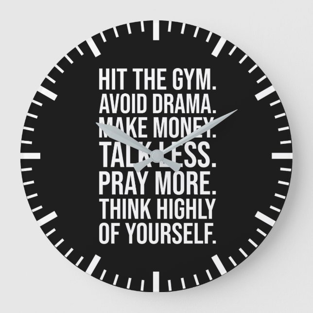 Gym, Money, Pray - Success Motivation Large Clock (Front)