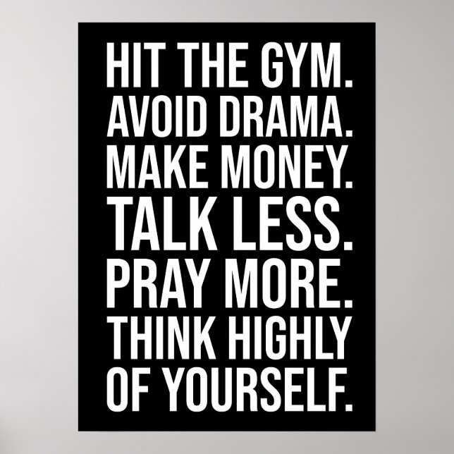 Gym, Money, Pray - Success Motivation Poster (Front)