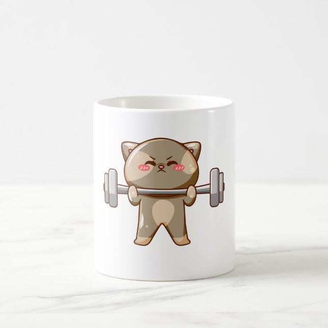 gym motivational cat lover design  coffee mug (Center)