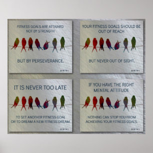 Gym Motivational Quotes: Birds and Steel Collage 3 Poster