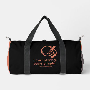 Gym Motto Start Strong Start Simple Black Orange Duffle Bag