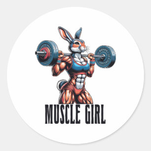 Gym Muscle Girl With A Barbell Fitness Bodybuildin Classic Round Sticker
