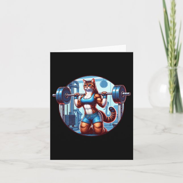 Gym Muscle Girl With A Barbell Power Beauty Bodybu Card (Front)