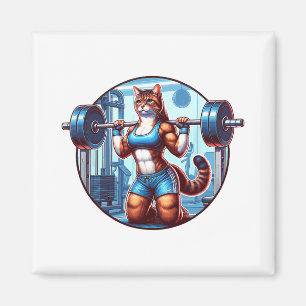 Gym Muscle Girl With A Barbell Power Beauty Bodybu Magnet