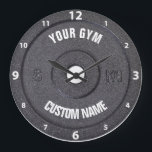 Gym Owner or User Funny White Numbers Clock<br><div class="desc">Gym Owner or User Funny dark grey disc weight image with custom gym name text - perfect gift for those love workout,  fitness and bodybuilding,  or just like to spend time in gymnasium</div>