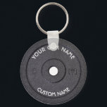Gym Owner or User With Curved Text Funny Key Ring<br><div class="desc">Gym Owner or User With Curved Text Funny dark grey disc weight image with custom curved gym name text - perfect gift for those love workout,  fitness and bodybuilding,  or just like to spend time in gymnasium</div>