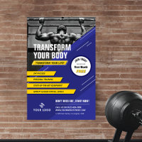 Gym Photo Blue & Yellow Logo Fitness Promotional