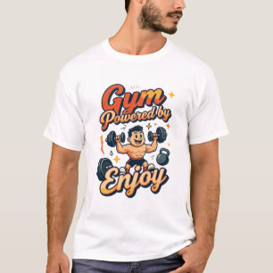Gym Powered by Enjoy - Vintage Fitness Cartoon T-Shirt