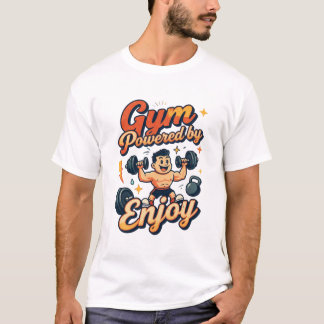 Gym Powered by Enjoy - Vintage Fitness Cartoon T-Shirt