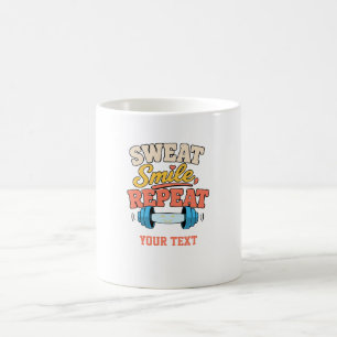 gym quote sweat smile repeat coffee mug