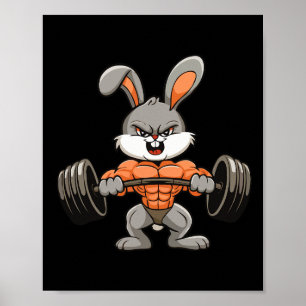 Gym Rabbit Bodybuilding Powerlifting Fitness Funny Poster