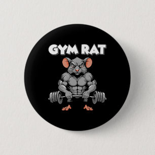 Gym Rat Fitness Bodybuilding Workout Muscle Pump 6 Cm Round Badge