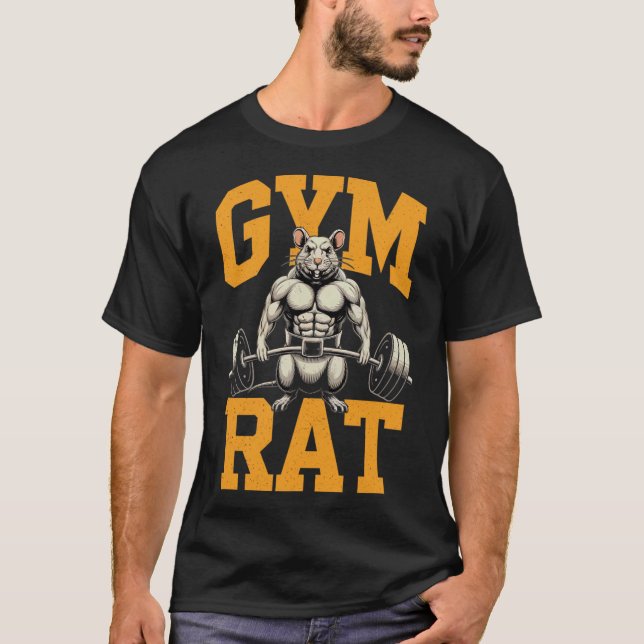 Gym Rat Meaning Gym Rat Costume Weight Lifting Gym T-Shirt (Front)