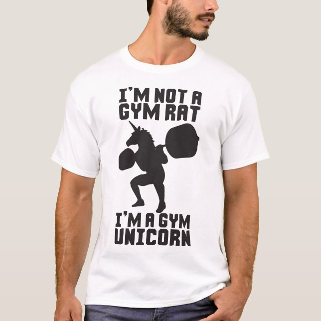 Gym Rat vs Gym Unicorn - Funny Workout Inspiration T-Shirt (Front)